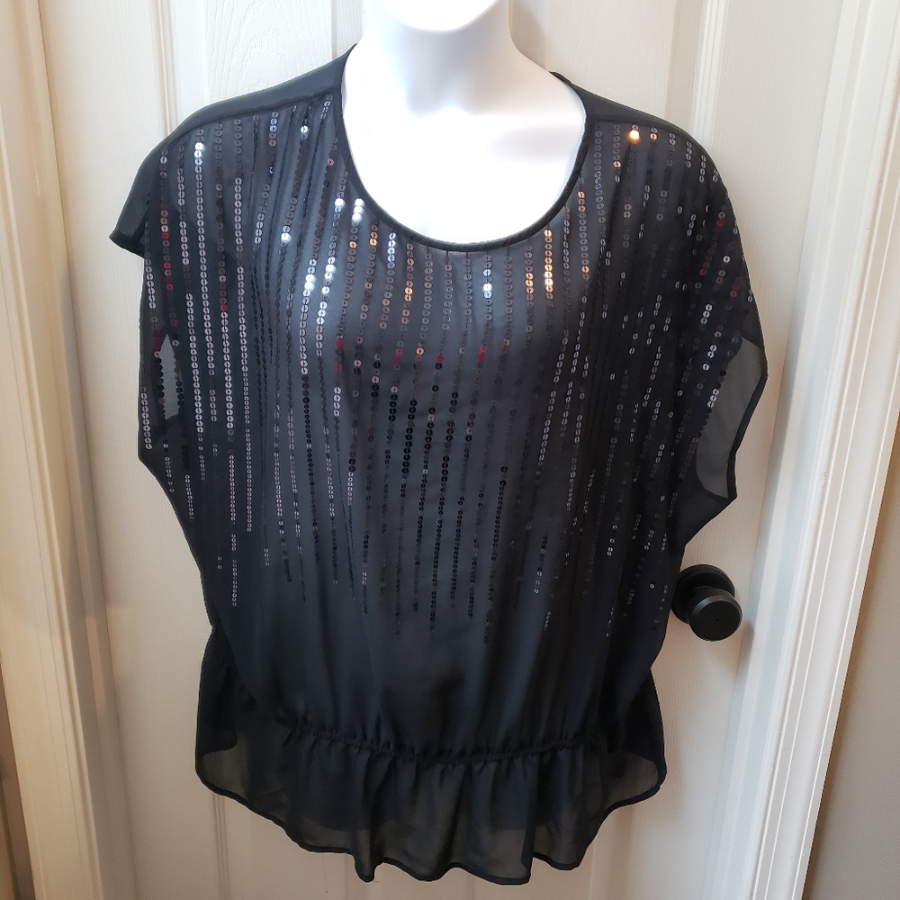Sheer Black Sequin Top